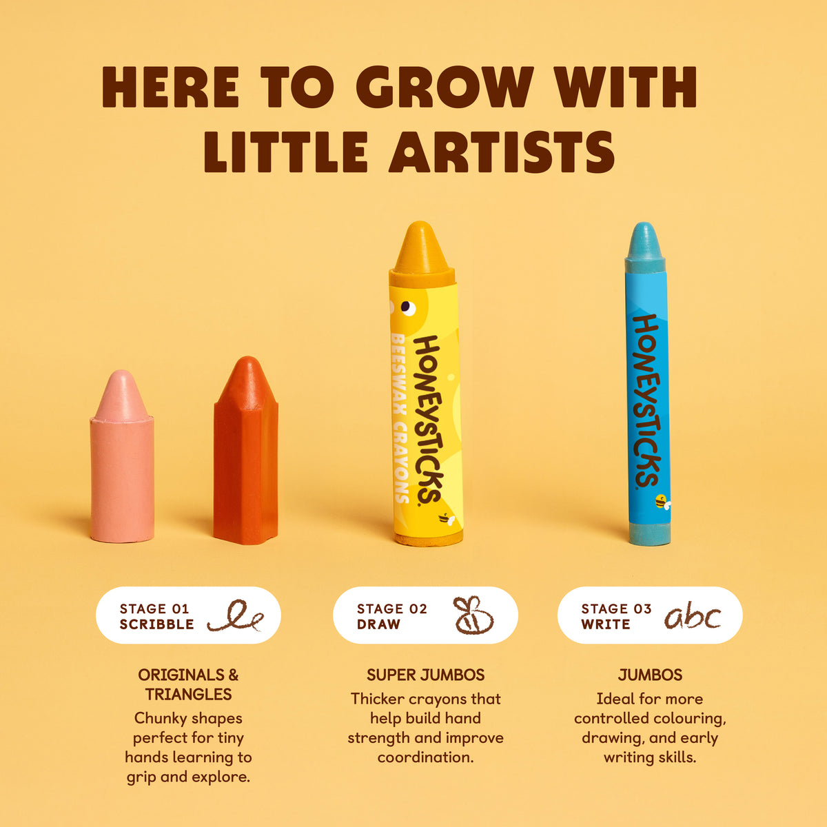 Honeysticks Super Jumbo Beeswax Crayons 12 Pack