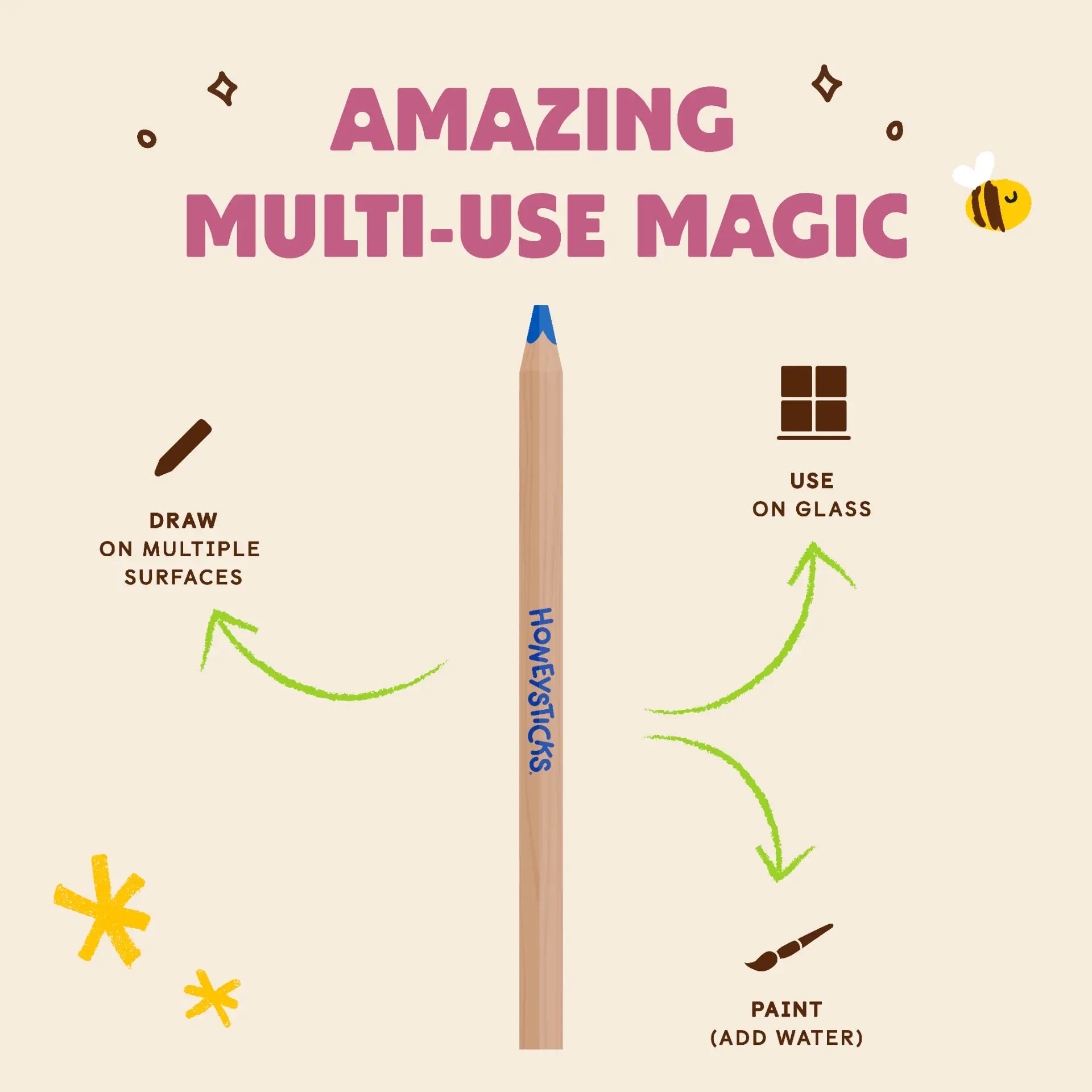 Honeysticks Magic 3-in-1 Beeswax Pencils Jumbo Triangles 12pk