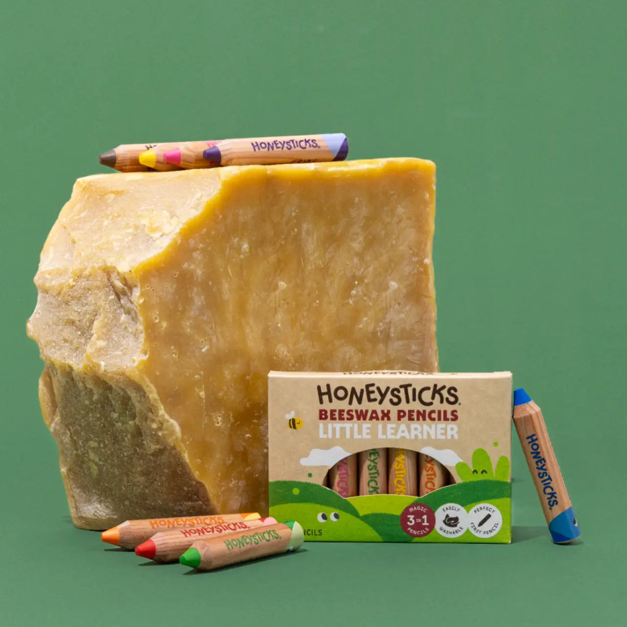 Honeysticks Magic 3-in-1 Beeswax Pencils Little Learners 8pk