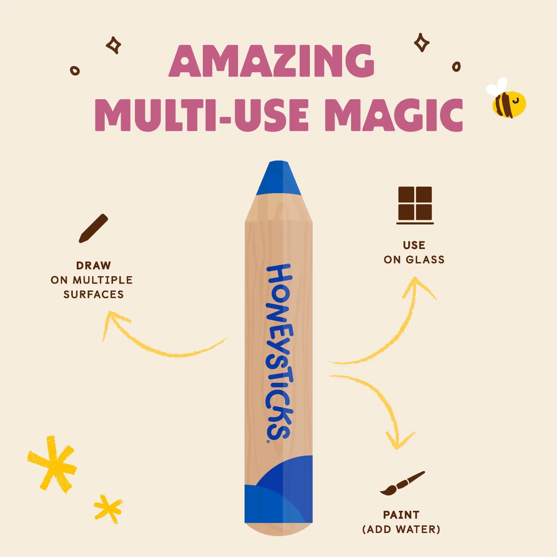 Honeysticks Magic 3-in-1 Beeswax Pencils Little Learners 8pk
